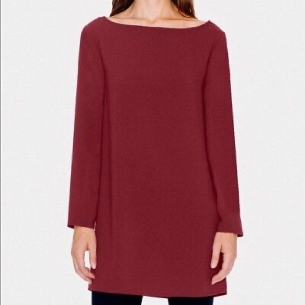 🎉 *3 for $25* American Apparel Cabernet Red Boat Neck Crepe Side Slit Top - S